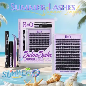 SalonSpike 200D Kit l B&Q Evil Lash,Dramatic Soft Spike Manga Thick Volume Individual Clusters,D-Curl, DIY Eyelashes Extension,Waterproof Sleep proof,Week Long Lasting,Salon Full Fake Lashes, Makeup Cosmetic Lash Stacking Vacation Lash#SummerVibes outdoor