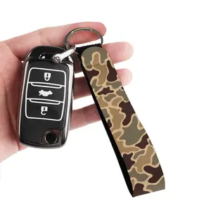 Classic Retro Camo Webbing Wrist Keychain Lanyard, Heavy Duty Wear Resistant Polyester Webbing Car Key Strap, Timeless American Waterfowl Hunting Essential Gear, All Season Utility Wrist Strap For Auto Truck Keys, Backpack Decor Charm For Hunters