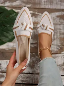 Women's Fashionable Bowknot Design Slip on Ballet Flats, Casual Comfortable Flat Shoes for Daily Wear, Lightweight Breathable Shoes for Women & Girls, Running, Footwear