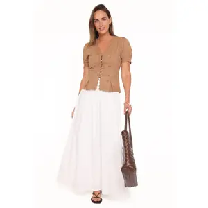 Lorraine Eyelet Top - Brown