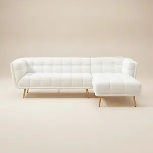 Kano L Shape Sectional Cream Boucle Sofa Right Facing Chaise