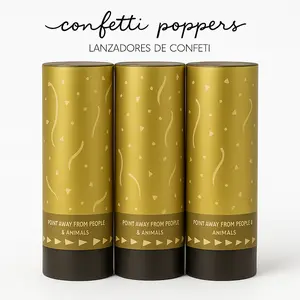 Gold Confetti Party Poppers - 3 Pack
