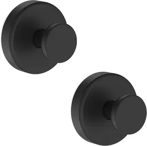 2-Pack black Suction Cup Hooks – No-Drill Heavy Duty Waterproof Wall Hooks for Towels, Robes, Loofahs & Shower Accessories, Reusable Easy Install Hooks for Glass, Tile, Mirror, Bathroom & Kitchen Organization