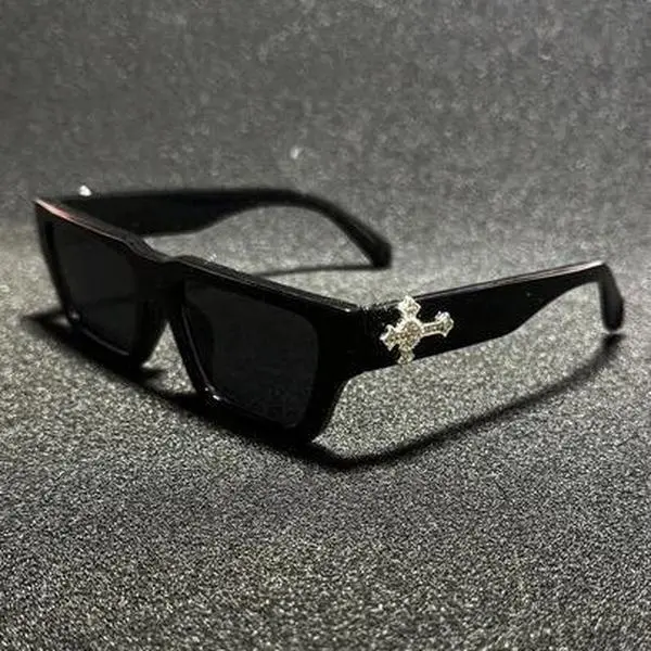 Fashion Sunglasses Men Women Square Cross Decor Shades UV Protection Trendy Streetwear Eyewear