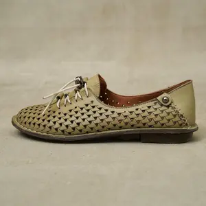 Jabin Leather Olive Women`s Summer Casual Moccasins