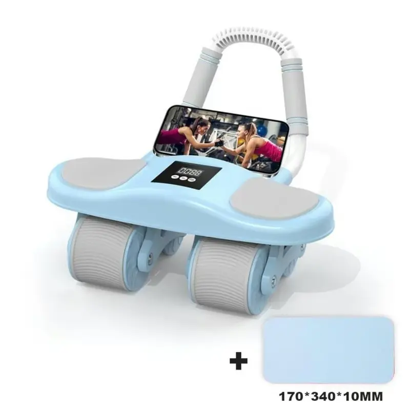 4-Wheeled Elbow-Support Ab Roller Wheel - Automatic Rebound & Contraction Portable Trainer, Unisex Home Bodyweight Training Gear for Core Strength, Abdominal Exercise Ab Training, Compact for Small Spaces, Stay Active at Home