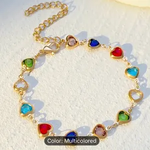 Colorful Heart-shaped Bracelet for Women - Cool Alloy Material - Ideal Gift Choice