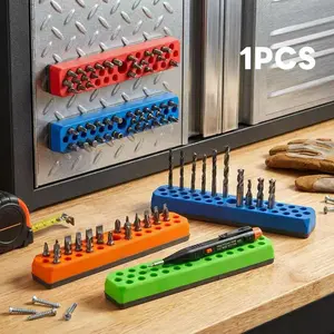 Magnetic Screwdriver Bit Storage Box, 1/4 Inch Hex Shank Drill Bit Organizer Rack, Fits Impact Drivers and Electric Tools
