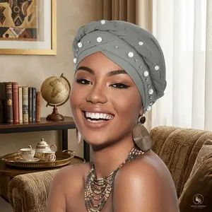 Pre-Tied Twisted Turban Caps for African Women - Stretchy Comfortable Fabric Head Scarf Hair Wraps, Chemo Cancer Headwear, Daily Wear Pre-Tied Wrap Beanie, All-Season Fashionable Headwear Accessories1