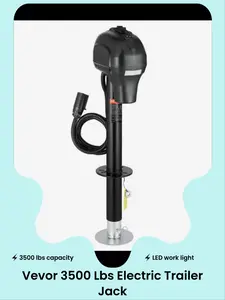 TIKTOK's #1 SHOP, presents the - VEVOR Electric Trailer Jack, 3500 lbs, Heavy Duty RV Electric Power Tongue Jack with 7-pin Connector, Manual Crank Handle & Weatherproof Jack Cover, 9.5"-27.5" Lift, for Trailers, Campers & RVs, Black