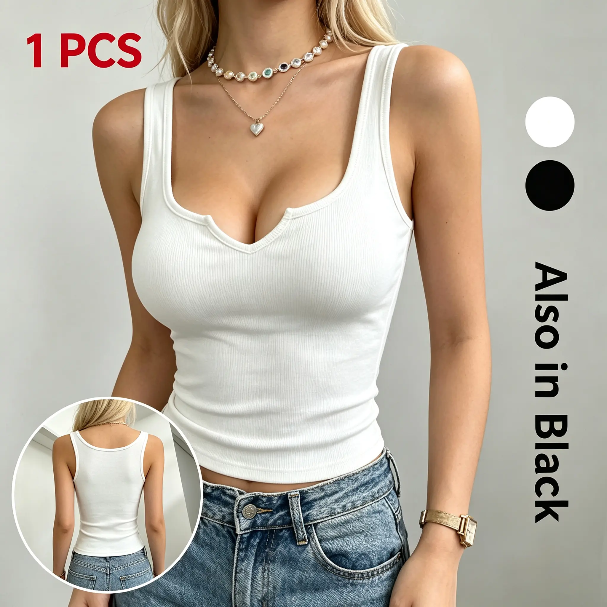 Female Minimalist Basic Seamless Halter Top - Stretchy Ribbed Halter Neckline Sporty Chic Sleeveless Vest, Deep V-Neck Backless, Ideal for Gym & Yoga Wear