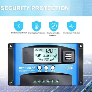 40A/60A/100A Solar Charge Controller 12V/24V Auto Focus Tracking Solar Panel Charge Controller Regulator with Dual USB Port,LCD Display, New Mppt Technical