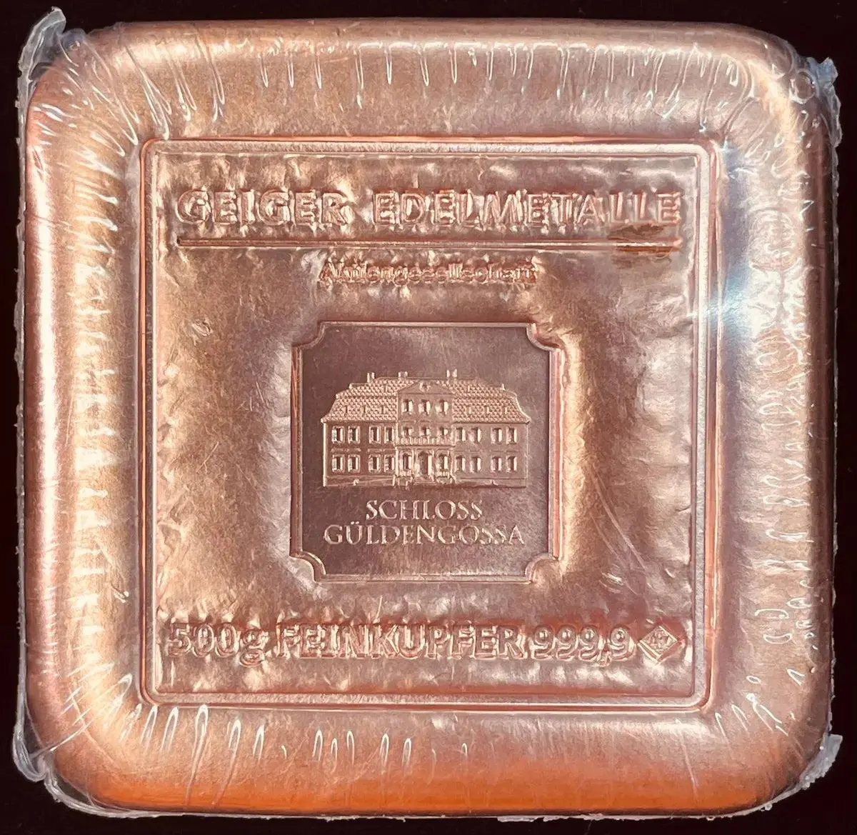 500g Iconic Square Copper Bullion by Germany’s Geiger Edelmetalle - Shipping Included, Ideal for Collectors, Investors to Secure Your 500g Copper