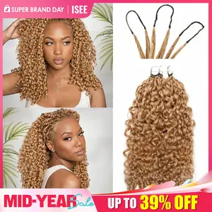 [NEW ARRIVAL] ISEE HAIR Color #27 Honey Blonde Burmese Curly Crochet Human Hair Designed for Miracle Knots Pre Separated 50g/Pack Knotless Boho Braids Vacation Hair Time Saving Wear Summer Braids Blonde Boho Braids #SummerWins #DealsForYouDays