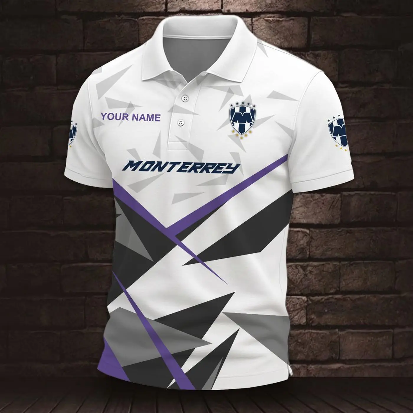 LIGA MX C.F. Monterrey Personalized Name Multi Color Polo ST2605