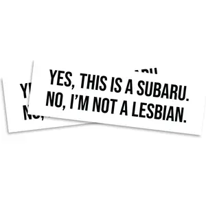 Yes This Is A Subaru, No I'm Not A Lesbian Magnet - White 2 Pack Magnets - 10 Inch Funny Car Truck Decal Mag - Trendy Humor Meme Joke Gift - EPLM0122