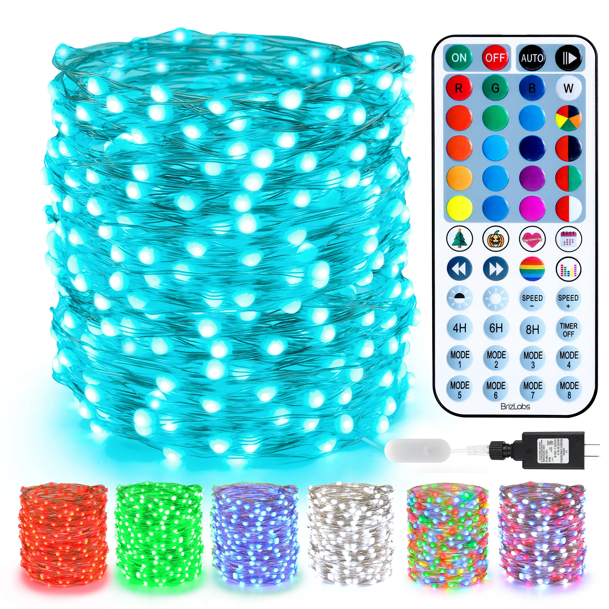 BrizLabs Glam Color Changing RGB Rainbow Starlights - 66ft 200-LED Plug-in Fairy Lights with Remote Control, Home Xmas Party Decoration Supplies, LED Mood Light, Colorful Led Novelty Lighting