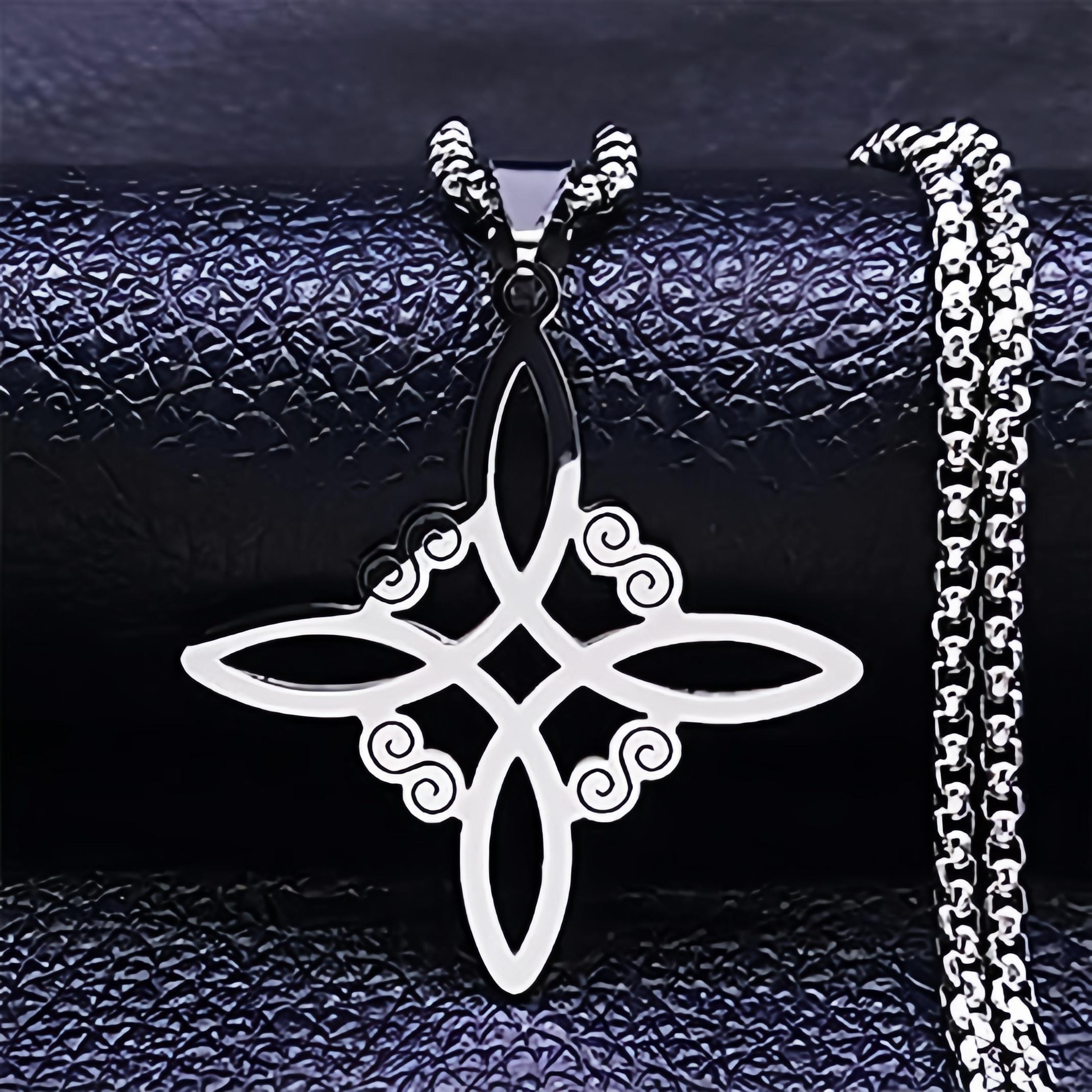 Witch Knot Celtic Pendant Necklace, 925 Sterling Silver Charm, Gothic Wiccan Pagan Protection Amulet, Vintage Blackened Silver Witchcraft Talisman, Hypoallergenic Jewelry for Women Men, Non-Silver Chain Included, Spiritual Ward Against Negativity Witch Knot Celtic Pendant Necklace, 925 Sterling Silver Charm, Gothic Wiccan Pagan Protection Amulet, Vintage Blackened Silver Witchcraft Talisman, Hypoallergenic Jewelry for Women Men, Non-Silver Chain Included, Spiritual Ward Against Negativity