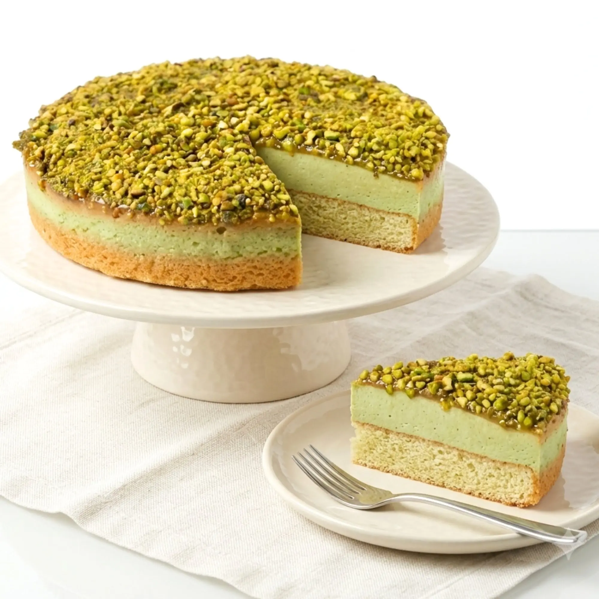 Andy Anand Caramel Pistachio Cheesecake, 9-Inch, 2 lb – Freshly Baked, Real California Cream Cheese, No Preservatives, Birthday Gift Box