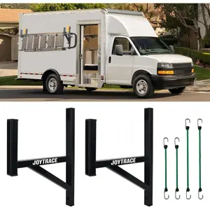 2 Rack Heavy Duty Side Mount Trailer Ladder Rack with Rubber Pads Bungee Cords 353 LBS Capacity Adjustable Steel Ladder Rack for Enclosed and Open Trailers