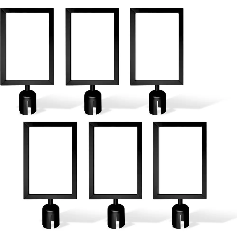 6 Pieces Stanchion Sign Holder, Top Double Sided Sign Frames with Cover, Fits 8.3 x 11.7 Inches Paper Size, for Crowd Control,Sentry Stanchions(Black)