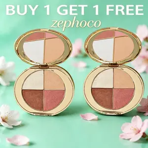 【Buy 1 Get 1 Free】zephoco 4-in-1 Radiant Eye & Cheek Palette - Eyeshadow, Blush & Highlighter Shimmer Powder All-in-One Makeup tiktok shop spring glow up Radiance Cosmetic diamond texture