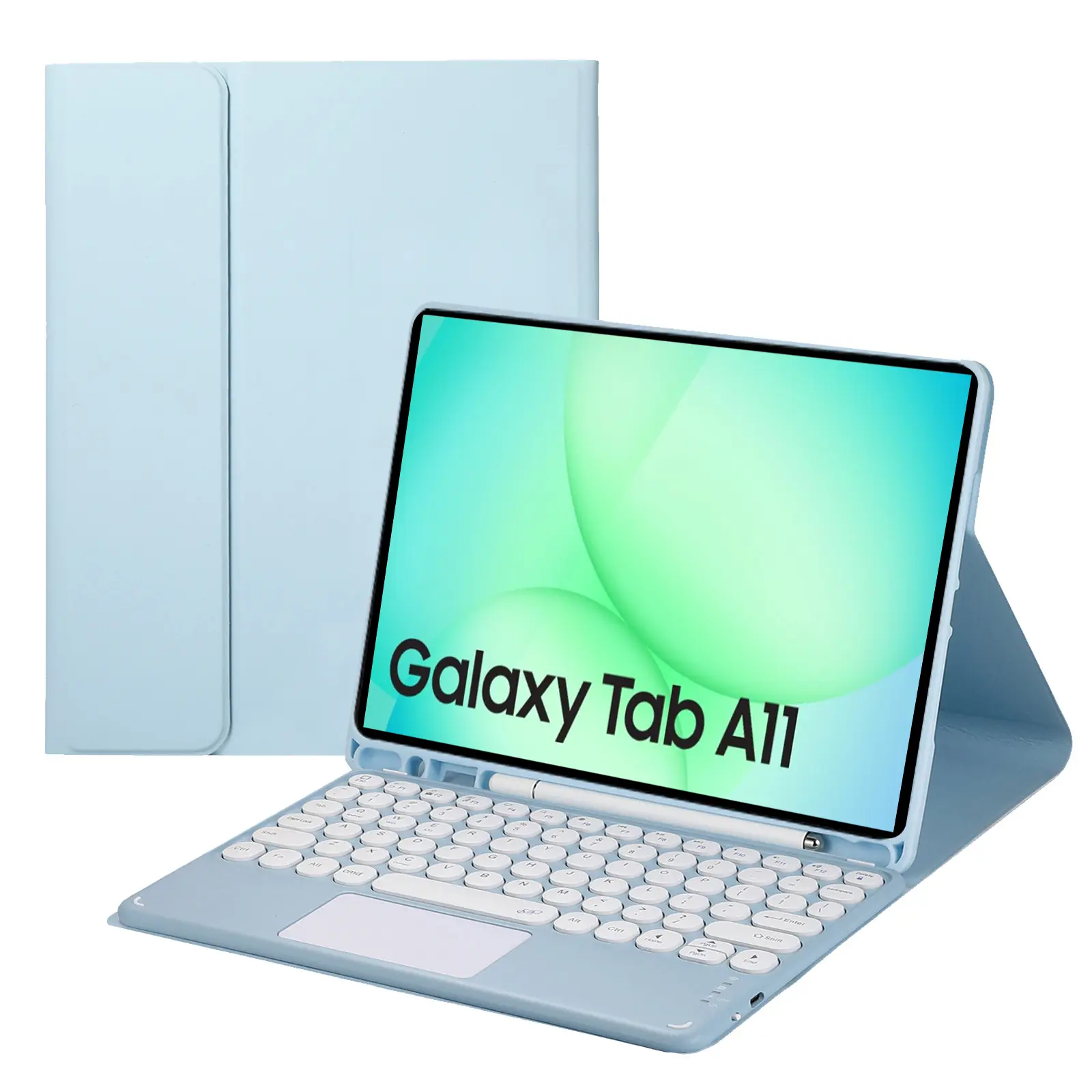 Tablet Keyboard Case with Detachable Bluetooth Touchpad Keyboard & Trackpad, Soft TPU Cover for Samsung Galaxy Tab A11 8.7in 2025, Galaxy Tab A9 8.7in 2023