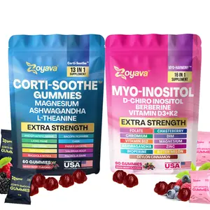 Soothe & Smooth Bundle (Gummies) - Zoyava Cortisol and Myo-Inositol All-in-One Dietary Supplement for Fitness & Healthcare - Mixed Berry Flavored - MADE IN USA