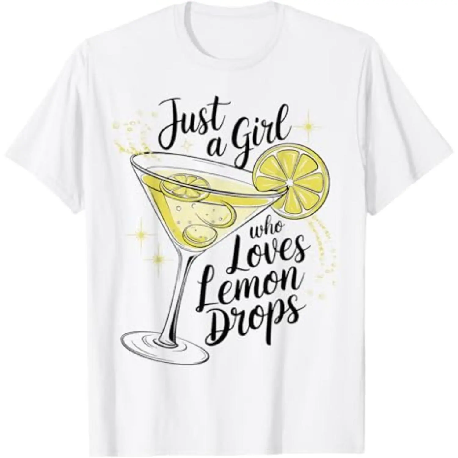Men's Comfy Short-Sleeve Martini Drinker Lemon Drop Cocktail Tops, Everyday Fabric T-Shirt, Shortsleeve, Style