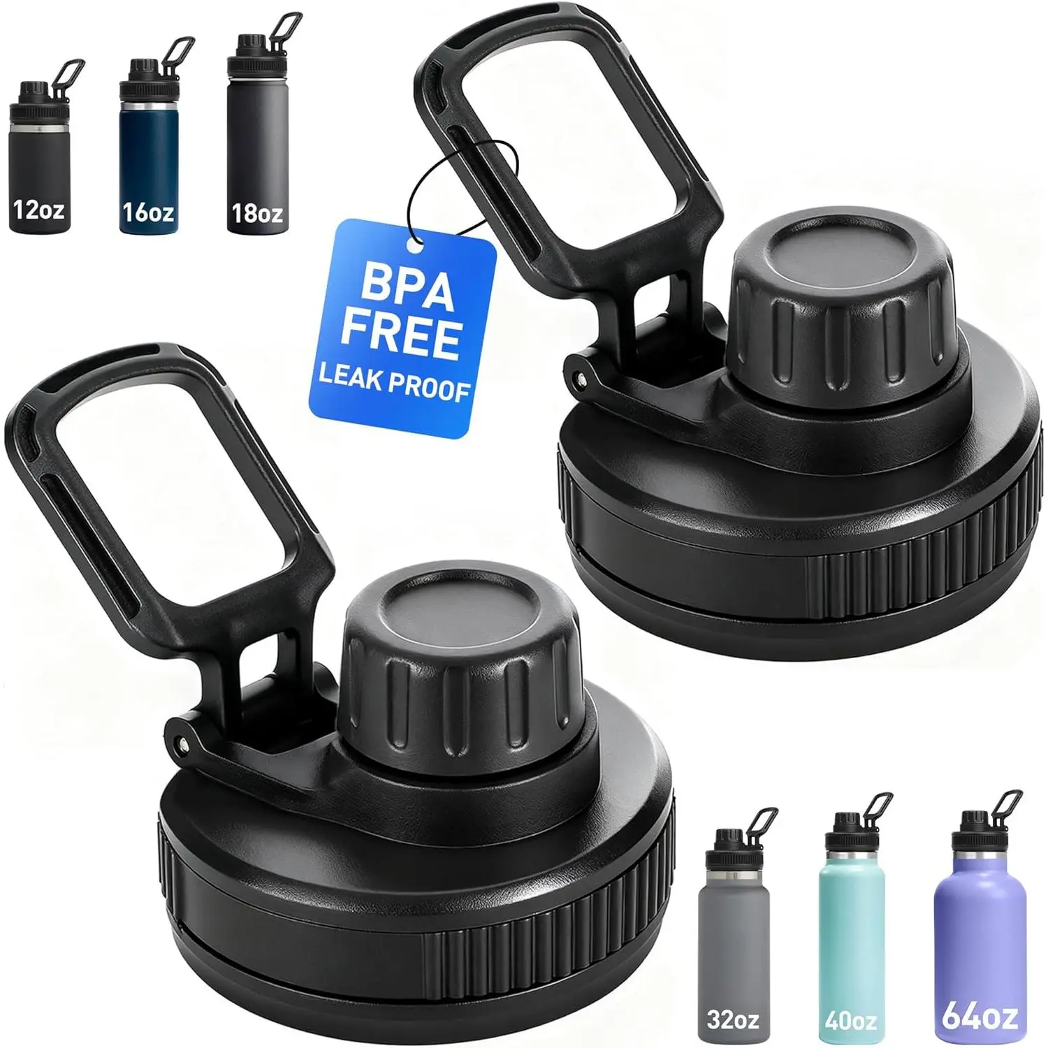 Spout Lid Replacement for  Wide Mouth 12, 16, 18, 32, 40, 64 OZ, Chug Lid for Thermoflask with Handle, Replacement Lid for Wide Mouth Water Bottle 2.28in