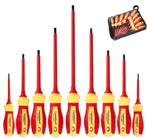 ToolinHand 9 PCS 1000V Insulated Screwdriver Set, 4 Phillips and 5 Slotted Screwdrivers with Voltage Tester, CR-V Magnetic Tips, Professional Electrician Electrical Screwdriver Tool Set