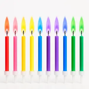 Colorflame Birthday Candles - 12 count Multicolor Flame Candles for Cake with Holders, Unscented & , Colorful Party Candle Decoration, Safe for