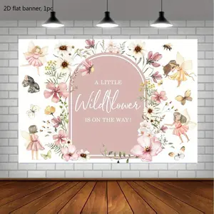 1 piece - Pink floral background archway - Wildflower Arrival Banner - Butterfly Fairy Party Decoration - For photography cake table decoration - Birthday party, family gathering, studio photography props - wwx