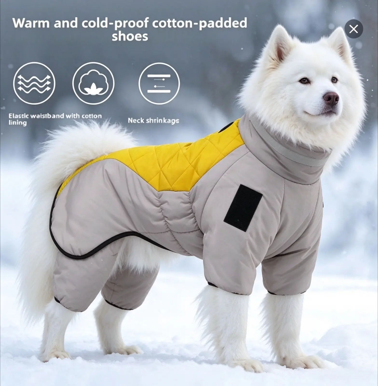medium large dog winter two legged padded coat thick windproof reflective pet jacket elastic belly design for golden retriever labrador outdoor snowy walking cold weather outfit