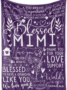 Mimi Gifts for Grandma on Mothers Day Soft Flannel Blanket 65 x 50 inches Super Soft Anti-Static Vibrant Printed Design Versatile Size Options Multi-Scene Use Easy to Clean