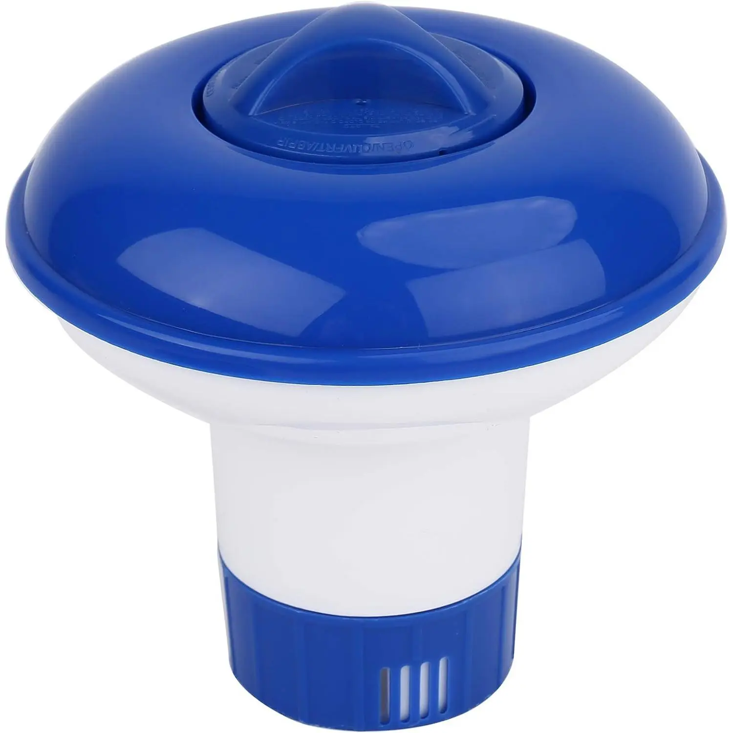 Hot Tub//Pool Chlorine Floater Chlorinator/Bromine Floater,  Floating Dispenser for Pools, 1.5 Inch Tablet Holder Automatic Tablets Floaters Blue with white 4.92*4.92*5.2inch