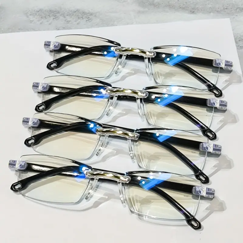 4 Pairs Reading Glasses, Lightweight Frameless Design, Unisex Minimalist Style, Comfortable Fit, Clear Lenses, Ideal for Readers & Office Workers, Rimless Eyeglasses, Reading Eyewear