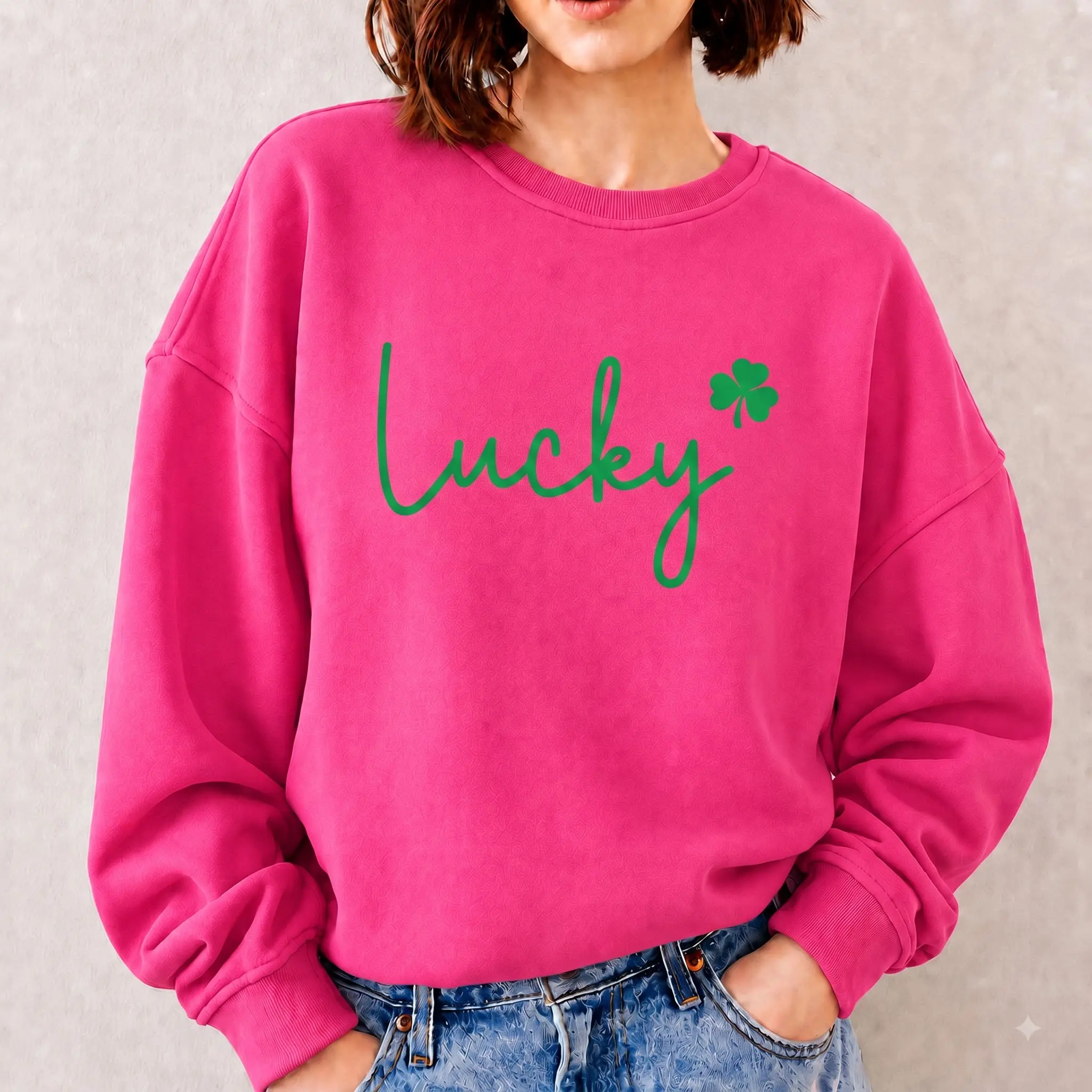Womens Lucky Sweatshirt, St Patricks Day Hoodie, Shamrocks Sweater, Happy Go Lucky, Irish Shirt, Four Leaf Clover