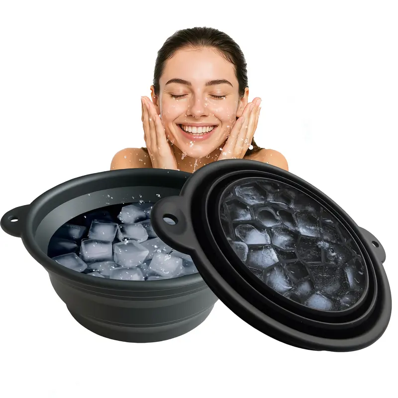 Foldable Silicone Ice Facial Basin, Portable Facial Ice Bowl for and Travel Use, Ideal Gift Idea, Facial Care Tools