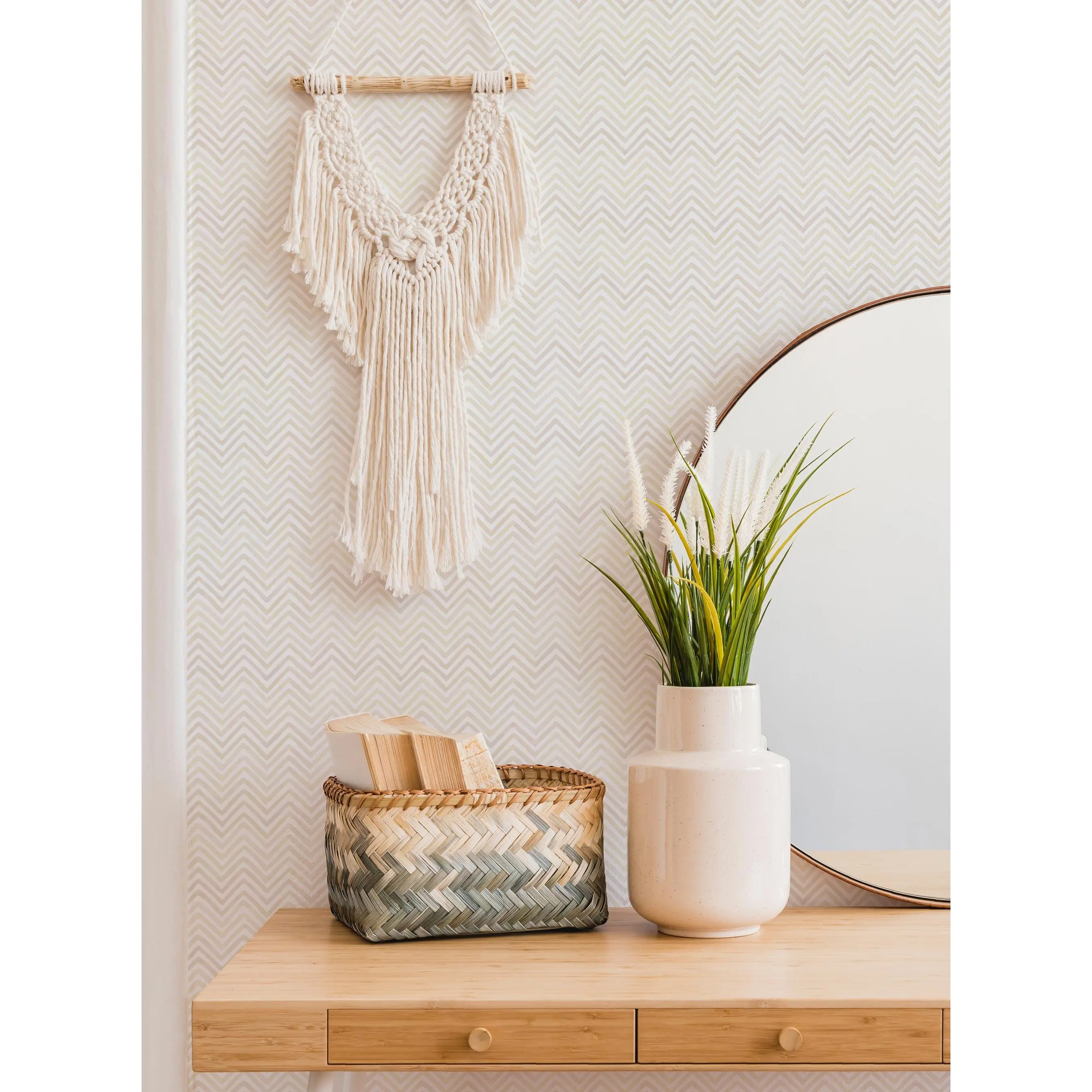 Decorative Chevron Wallpaper - Watercolor Pastel, Bold Lines, Elegant and Charming, Artistic Visual, Peel-and-Stick, Renter-Friendly Temporary Accent Wall Wallpaper, Decorative Wallpaper