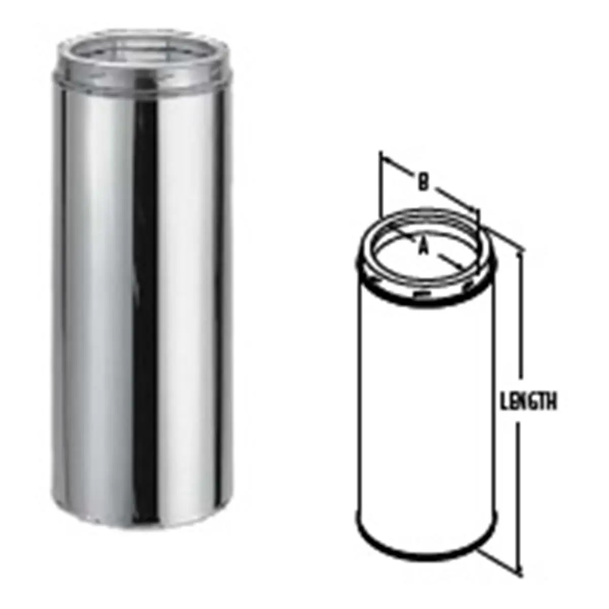 M&G Duravent 6DT-12SS 6" x 12" Insulated Stainless Steel Factory-Built Chimney Pipe, 430-Alloy Inner Line, Twist-Lock, 2100°F Rating, Ceramic Blanket, Durability & Convenience, for Boilers, Fireplaces, Contractors