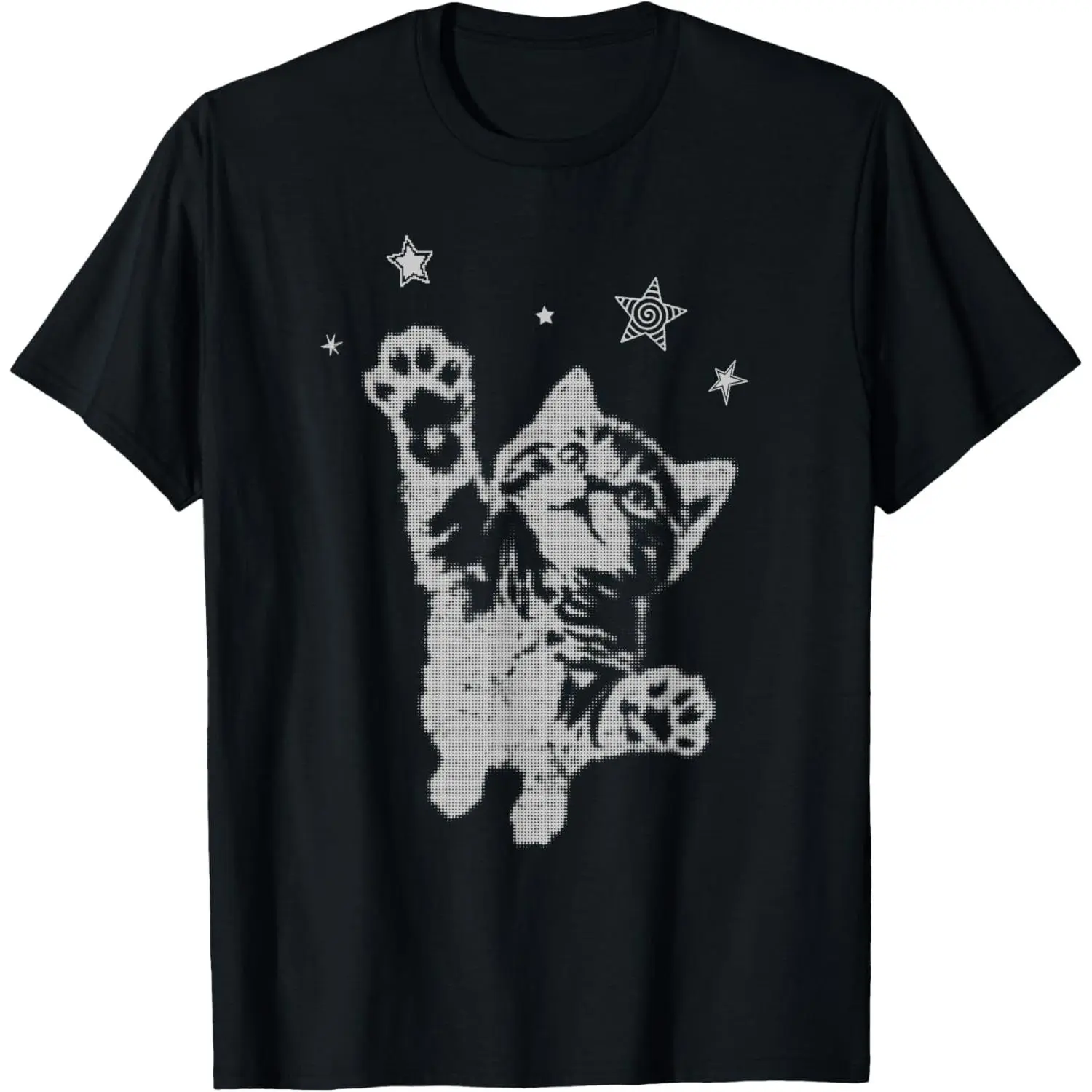 Y2K Cat Jumping Stars Silly 90s 2000s Grunge Vintage Graphic T-Shirt