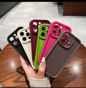 iPhone 15 Pro Max Case with Raised Edge Design, Double Camera Protection, Anti-Slip Shockproof, Assorted Colors for Smartphone