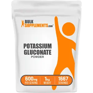 BulkSupplements - Potassium Gluconate Powder - Bone Health - Energy Boost -1kg - 600mg per Serving
