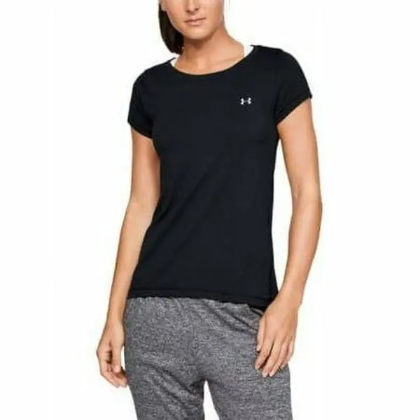 UNDER ARMOUR Women's HeatGear Athletic Fit Shirt, Sweat-Wicking Round Neck Baselayer for Exercise & Athlete Life, Exercise Wear, Sporty Chic