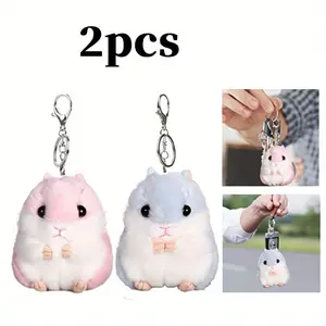 2 Pack Plush Hamster Keychain Cute Backpack Doll Plush Key Pendant Charm Handbag Pendant for Backpack Decoration Beauty & Personal Care