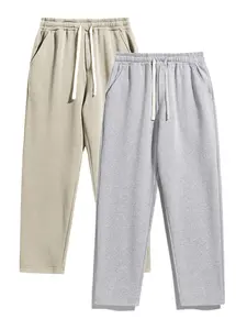 Men's Solid Thermal Lined Drawstring Waist Pants, Thermal Menswear Casual Comfy Regular Fit Straight Leg Trousers for Fall & Winter, Men's Bottoms for Daily Wear