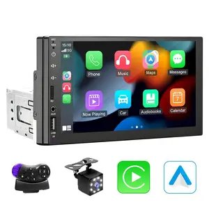 1 Din Car Multimedia Player, Car Video Players, Carplay Display + Fm Radio, Supports Apple Carplay Android Auto, Bluetooth-compatible 5.0 USB TF Aux Fm