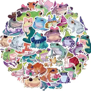 Frog Pattern Sticker, 50pcs/set Cute Aesthetic Vinyl Waterproof Sticker, Decorative Sticker for Laptop Guitar Skateboard Luggage, Ornaments