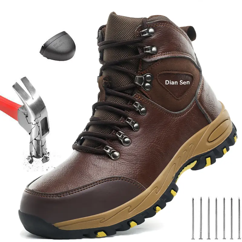 Wear-resisting Men Work Safety Boots Anti-smash Anti-puncture Work Sneakers Waterproof Boots Indestructible Protective Work Boot Construction Work Shoes best waterproof work boots Roofing Shoes